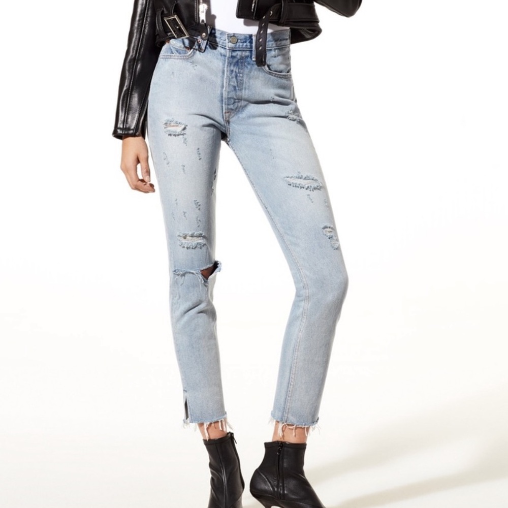 GRLFRND Karolina Distressed Ankle Jeans NWOT